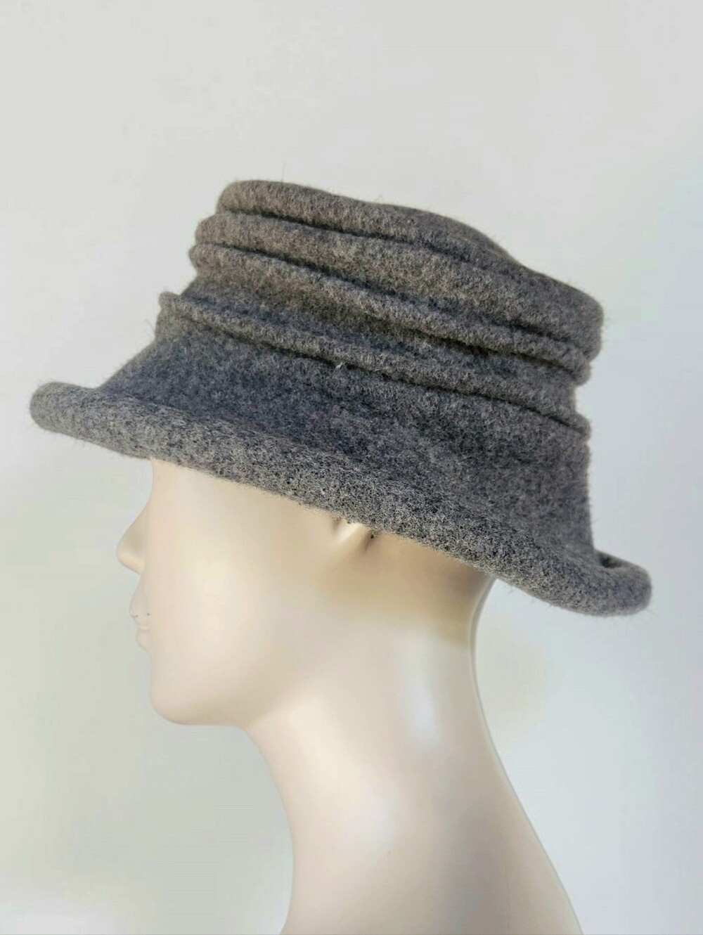 Scala Boiled Wool Wilma Clochet Gray Hat Packable Knit Women One Size Minimalist